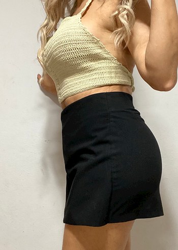 Diğer Bej örme Detaylı Straplez Crop Top