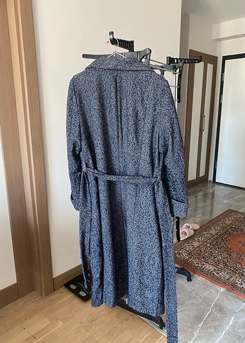 Diğer Düğmeli Uzun Gri Kaban