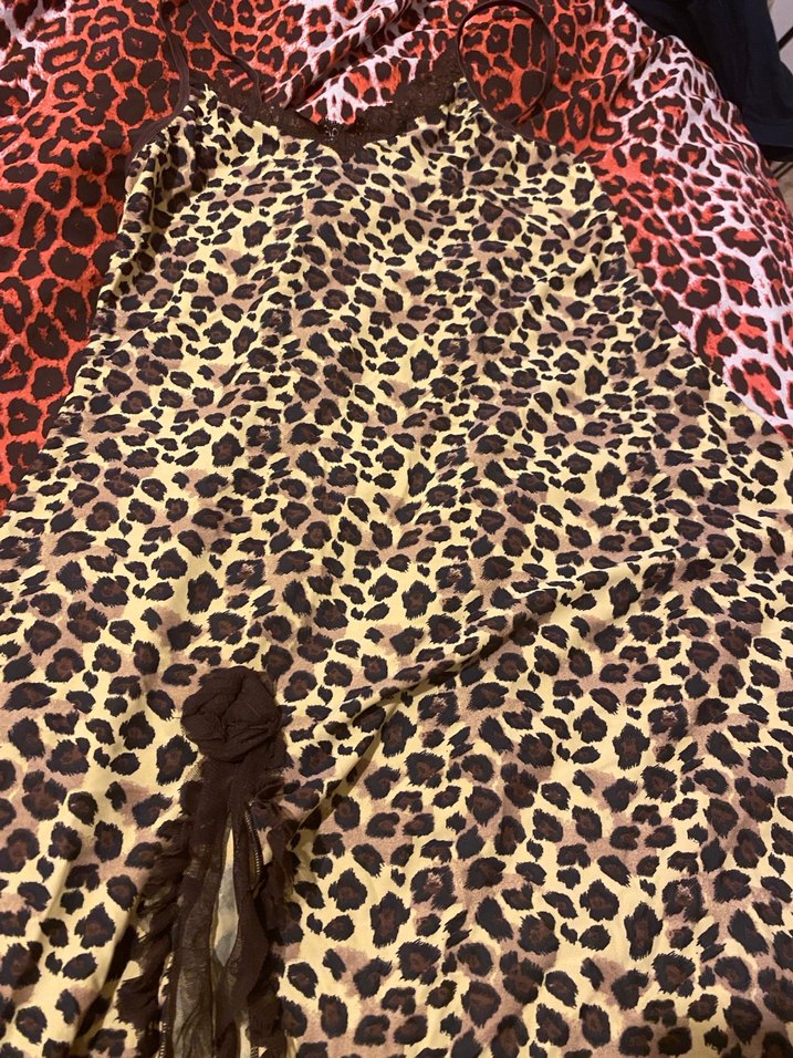 Kahverengi Leopar Desenli Uzun Bohem Elbise - Görsel 4