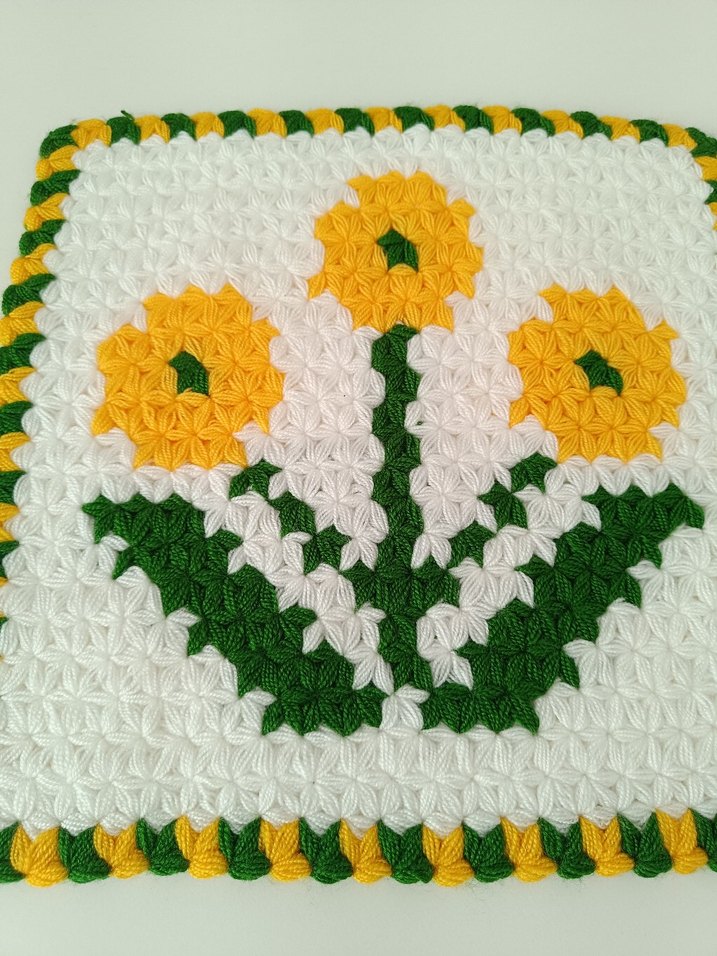 Sarı Çiçek Desenli El Örgüsü Lif - Görsel 2