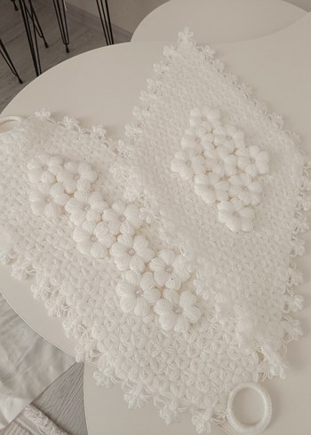 İşlemeli Beyaz Banyo lifi - Görsel 2