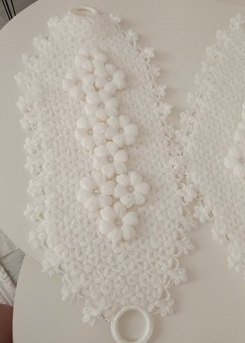 İşlemeli Beyaz Banyo lifi - Görsel 3