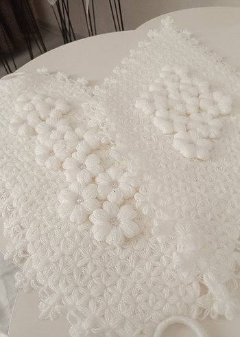 İşlemeli Beyaz Banyo lifi - Görsel 4