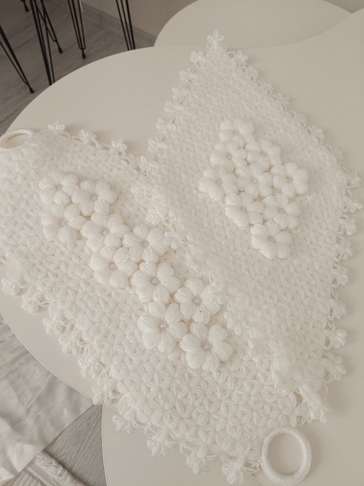 İşlemeli Beyaz Banyo lifi - Görsel 2