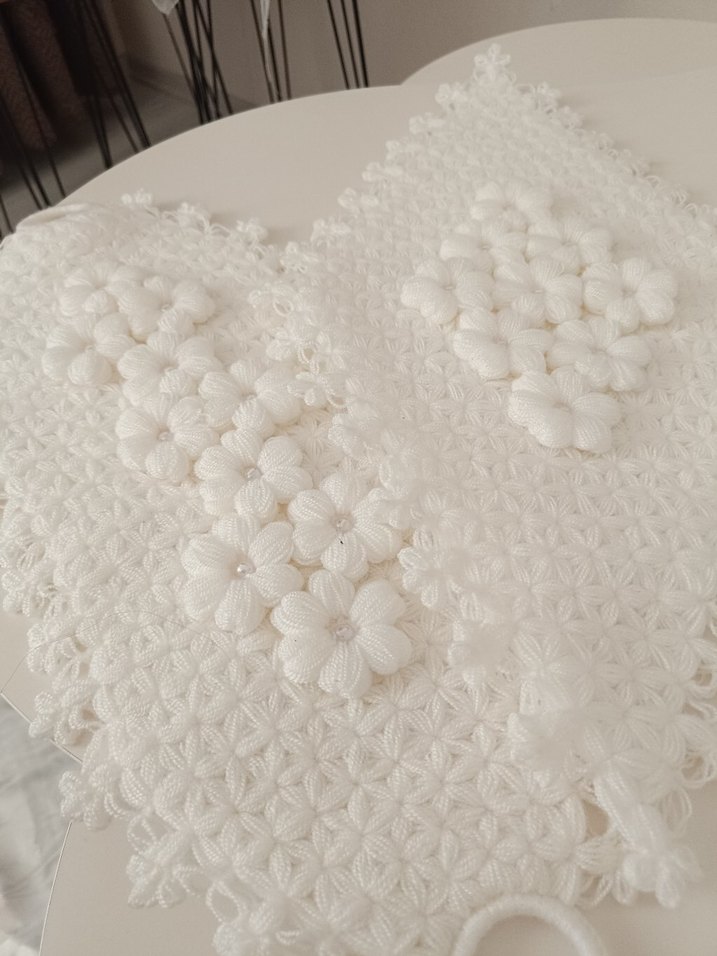 İşlemeli Beyaz Banyo lifi - Görsel 4