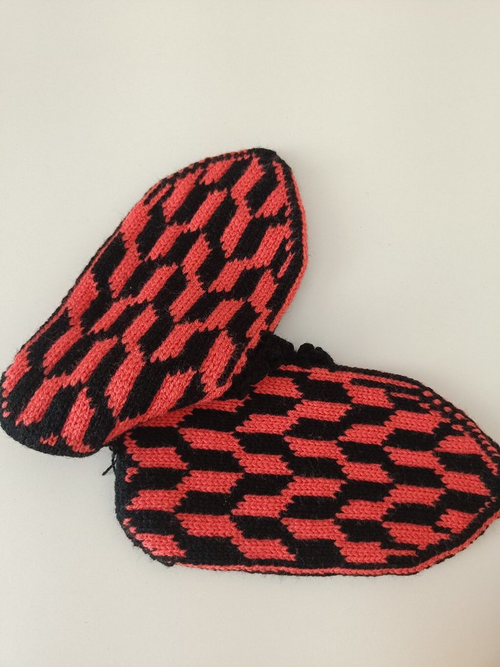 Renkli desenli Örme patik - Görsel 2