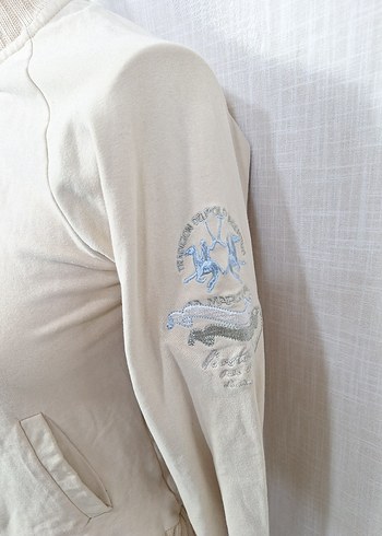 s Beden ten rengi Renk La Martina Bej Nakışlı Fermuarlı Sweatshirt
