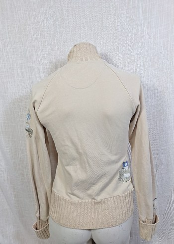 s Beden La Martina Bej Nakışlı Fermuarlı Sweatshirt