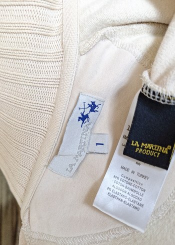 La Martina La Martina Bej Nakışlı Fermuarlı Sweatshirt