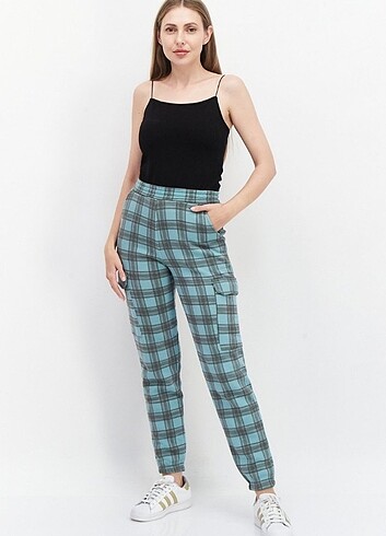 Jennyfer Kargo Cebli Ekose Pantolon - Görsel 2