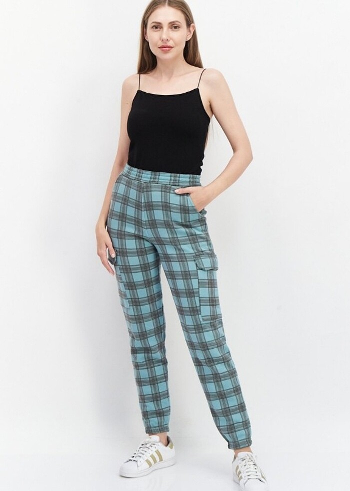 Jennyfer Kargo Cebli Ekose Pantolon  - Görsel 2