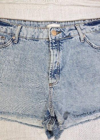 46 Beden mavi Renk Düğmeli Mavi Mini Denim Şort