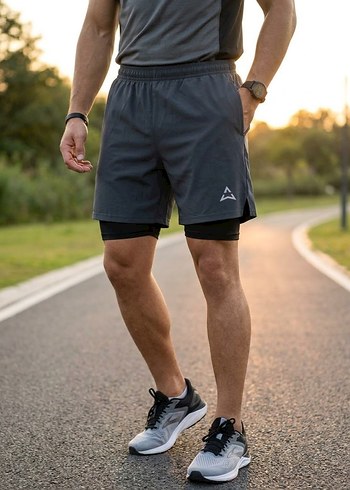 Diğer Allwear Koyu Gri İkili İclikli Spor Sort