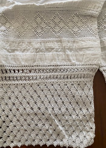 İşlemeli dantelli Beyaz Yastık Kılıfı - Görsel 2