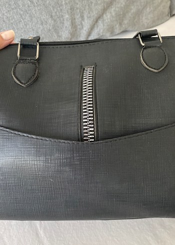 Diğer Siyah Deri Fermuarlı Kadın Çanta