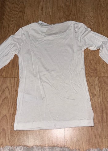 Beyaz Uzun Kollu Kadın Keten Tişört - Görsel 2