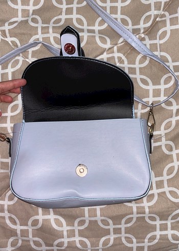 Mavi Deri Kadın Çanta Tokalı - Görsel 3