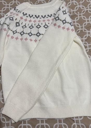 Nakışlı Beyaz Bohem Örgü Kazak - Görsel 4