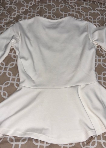 Kız Çocuk Beyaz Uzun Kollu Pamuklu Tişört - Görsel 2