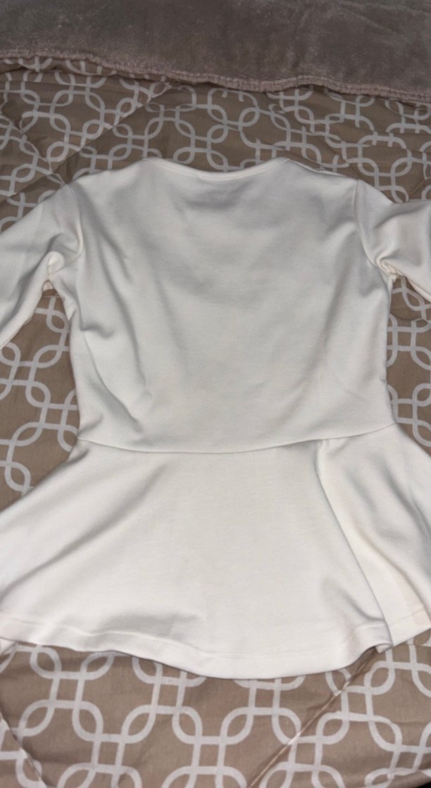 Kız Çocuk Beyaz Uzun Kollu Pamuklu Tişört - Görsel 2