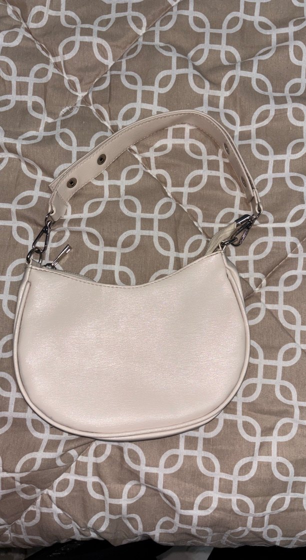 Beyaz Deri Tokalı Yılan Desenli Kadın Çanta - Görsel 2