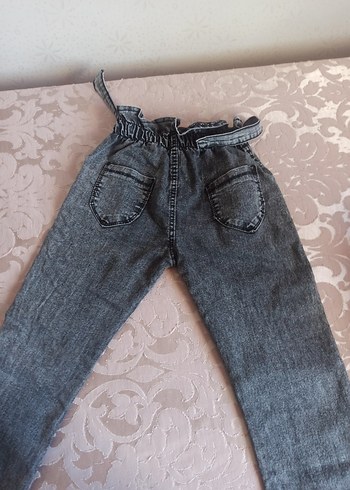 9 Yaş Beden Gri Batik Desenli Bol Kesim Kadın Kot Pantolon