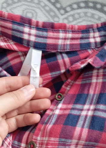 Bordo Ekose Pamuklu Kadın Gömlek - Görsel 2