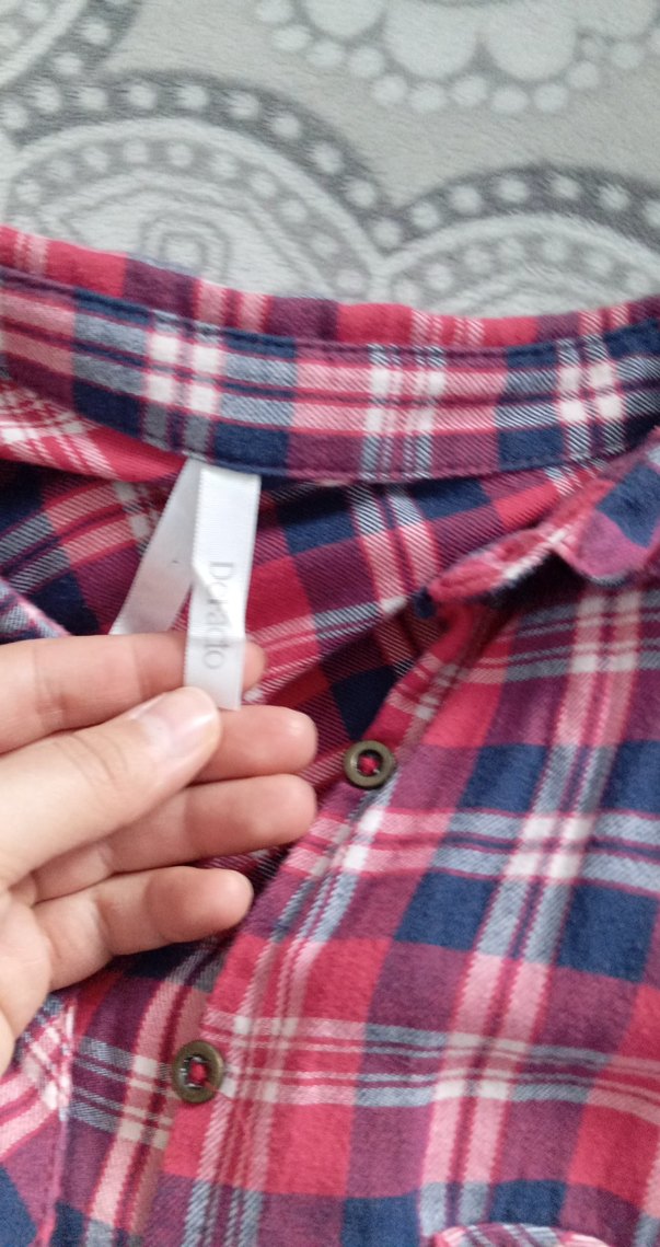 Bordo Ekose Pamuklu Kadın Gömlek - Görsel 2