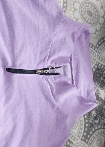 Mor Yarım Fermuarlı Rahat Sweatshirt - Görsel 2