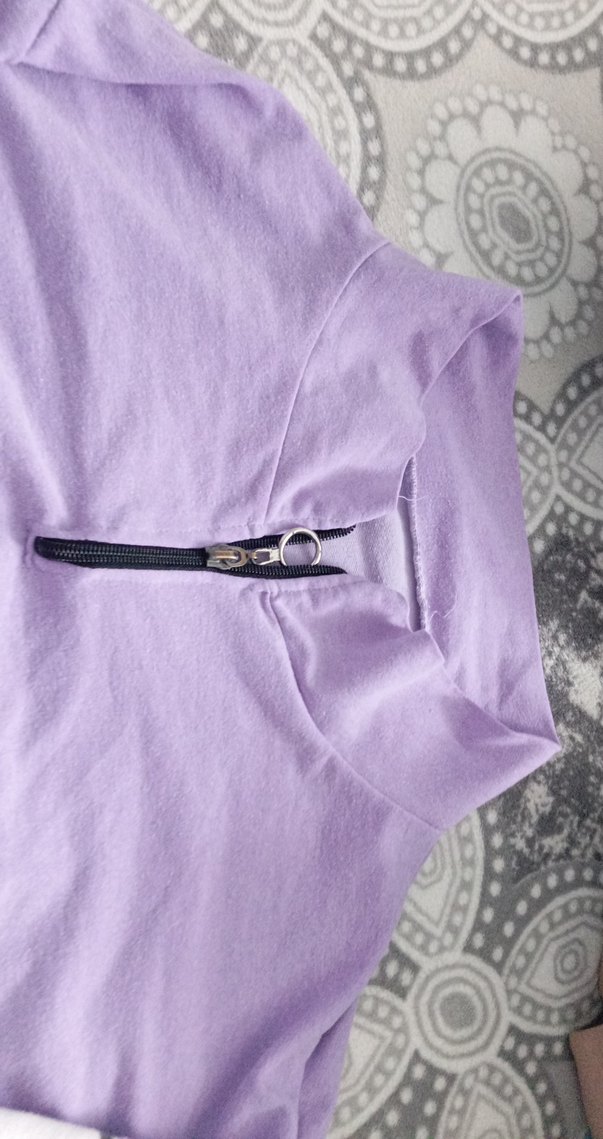 Mor Yarım Fermuarlı Rahat Sweatshirt - Görsel 2