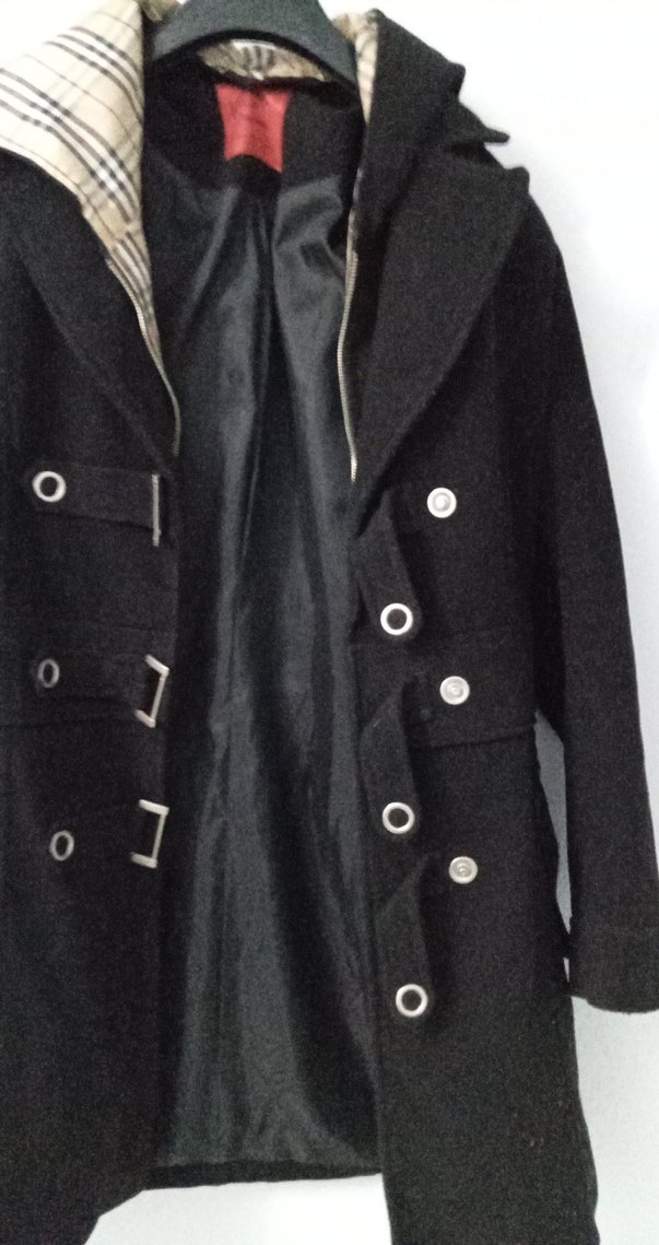 Düğmeli Siyah Midi Kadın Kaban - Görsel 3