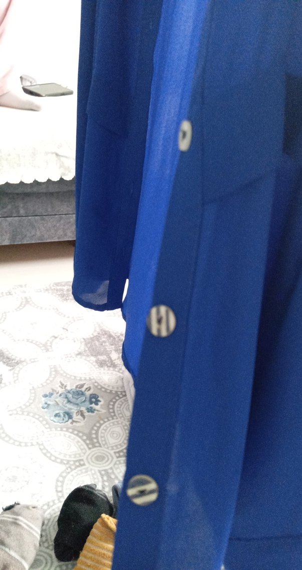 Mavi Düğmeli Kadın Gömlek - Görsel 2