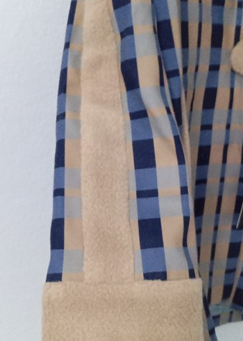 Düğmeli Bej Mini Ekose Kadın Kaban - Görsel 4