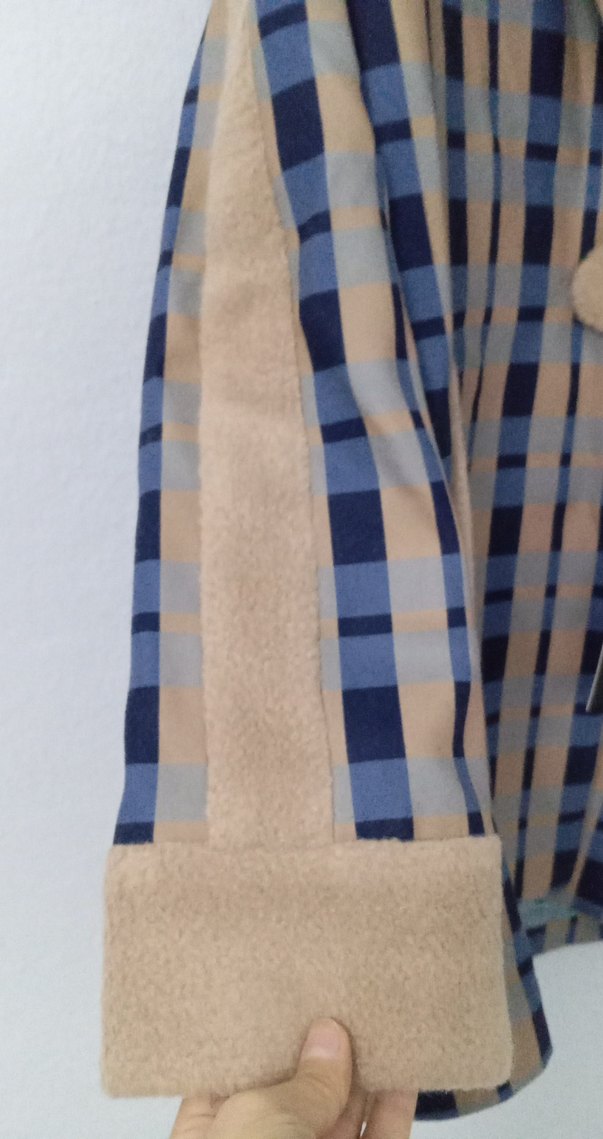 Düğmeli Bej Mini Ekose Kadın Kaban - Görsel 4