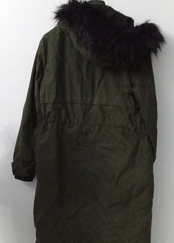 Kadın Haki Midi Kürklü Street Wear Mont - Görsel 3