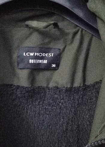 Kadın Haki Midi Kürklü Street Wear Mont - Görsel 2