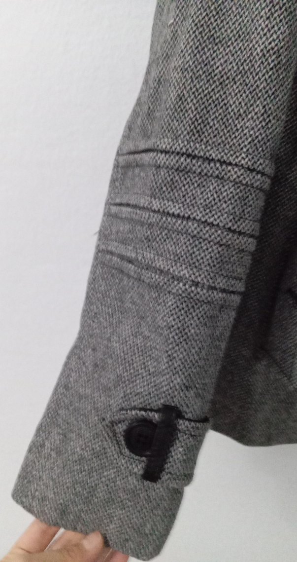 Gri Yünlü Düğmeli Erkek Ceket - Görsel 3