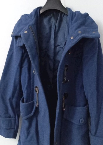 Düğmeli Lacivert Midi Kadın Kaban - Görsel 3