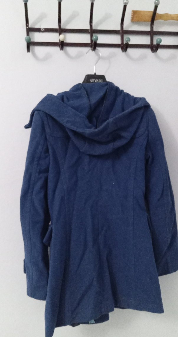 Düğmeli Lacivert Midi Kadın Kaban - Görsel 4