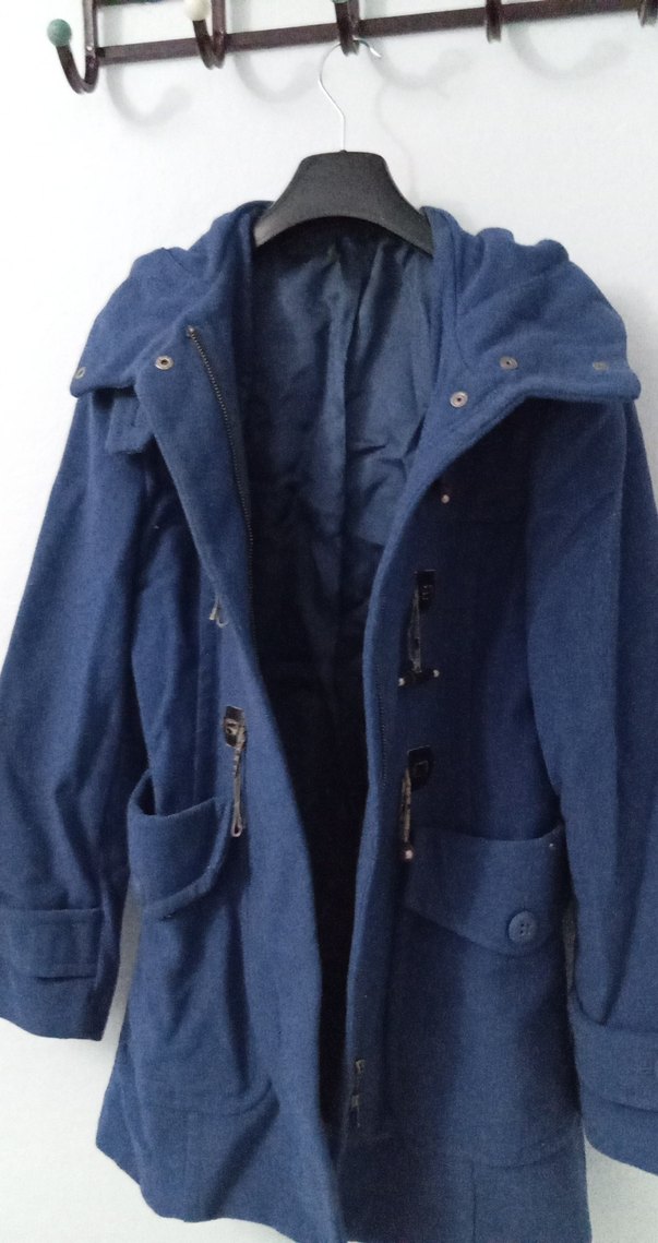 Düğmeli Lacivert Midi Kadın Kaban - Görsel 3