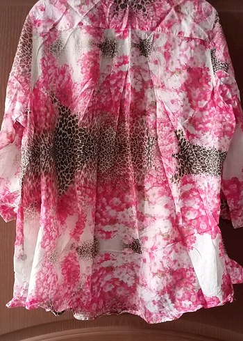 Deborah Milano Uzun Kollu Düğmeli Pembe Batik Gömlek