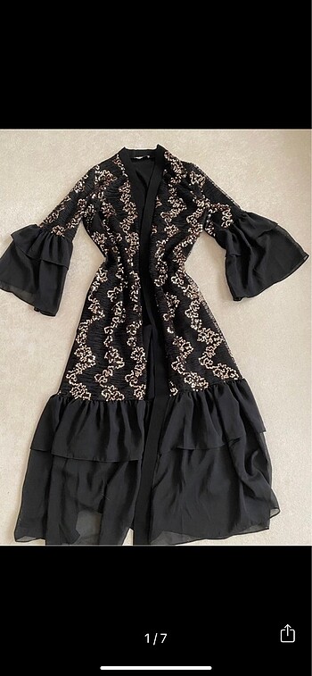 Siyah payet detaylı abaya