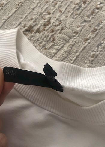 m Beden beyaz Renk Beyaz Baskılı Pamuklu Kadın Sweatshirt