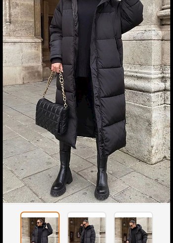 Zara Siyah Uzun Kadın Kışlık Mont