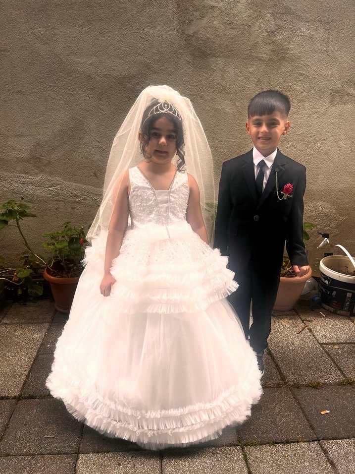 Beyaz Payetli Kız Çocuk Abiye Elbise - Görsel 4