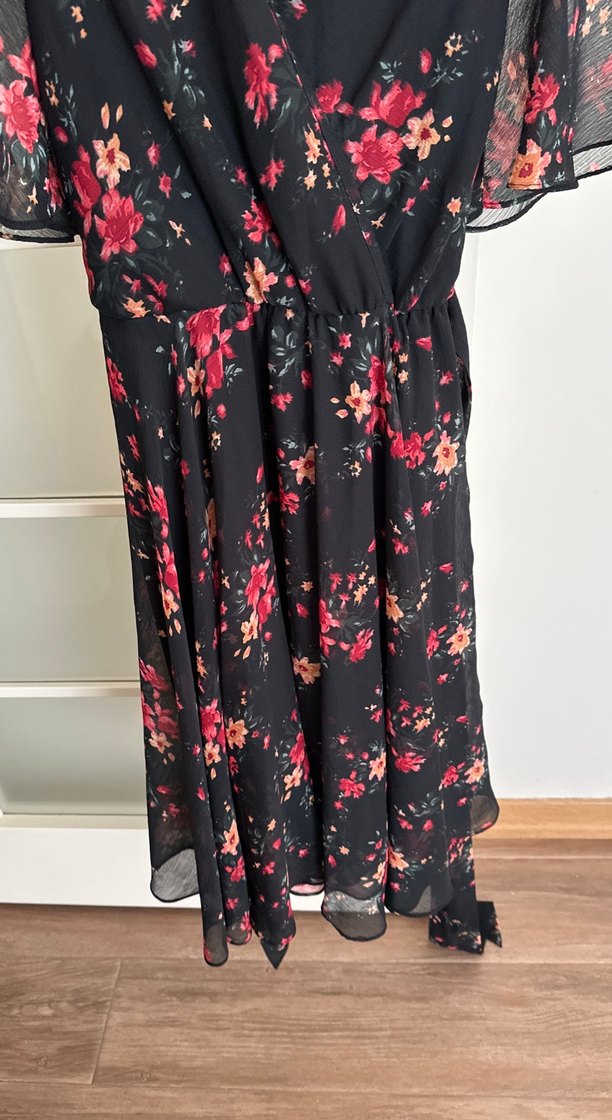 Siyah Çiçekli Uzun elbise - Görsel 3