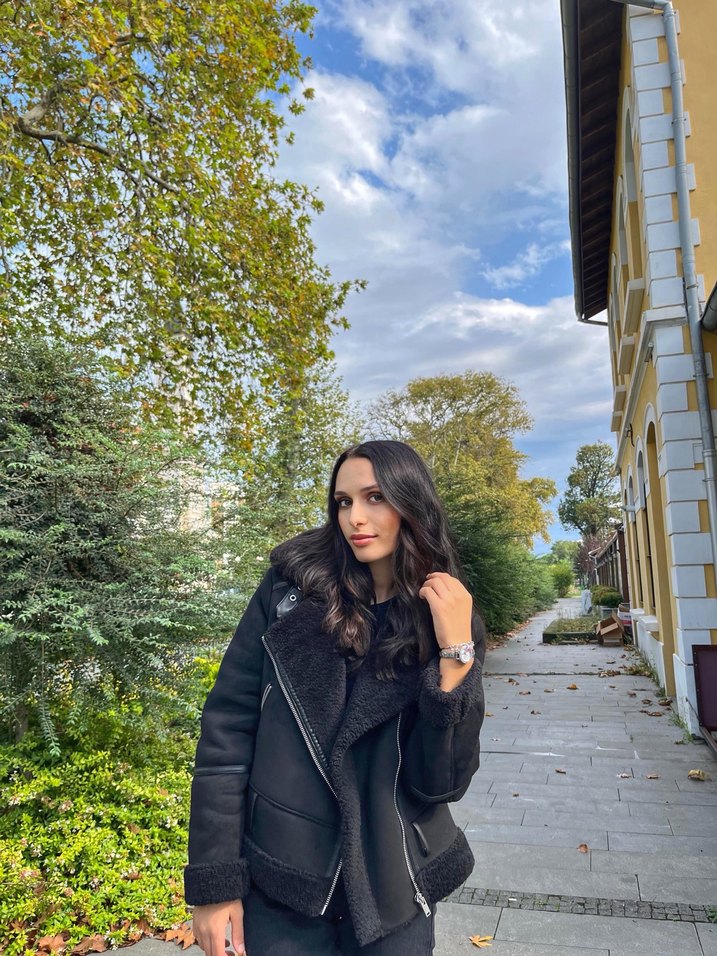 Siyah Süet Kürk Detaylı Biker Mont - Görsel 2