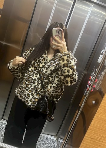 Leopar Desenli Kadın Suni Kürk Ceket - Görsel 3