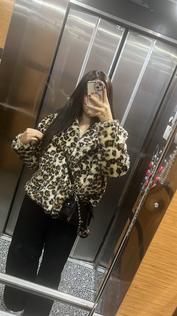 Leopar Desenli Kadın Suni Kürk Ceket - Görsel 3