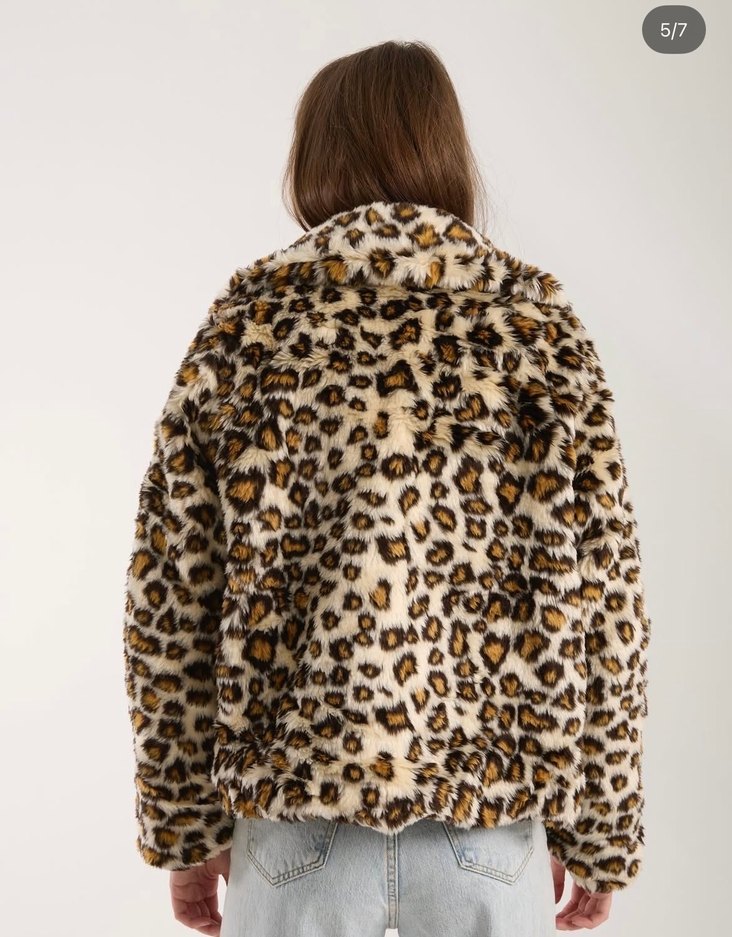 Leopar Desenli Kadın Suni Kürk Ceket - Görsel 2